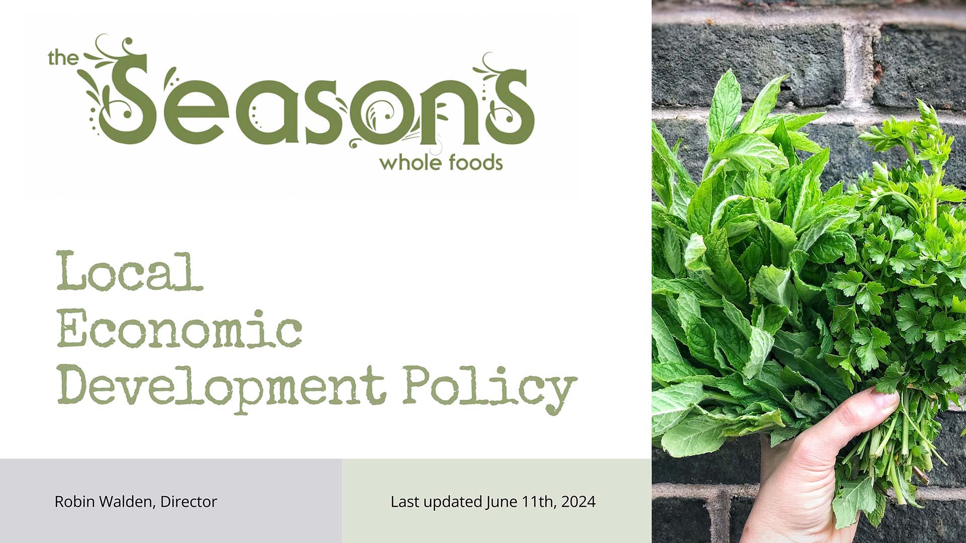 Edit:The Seasons Local Economic Development policy - 1